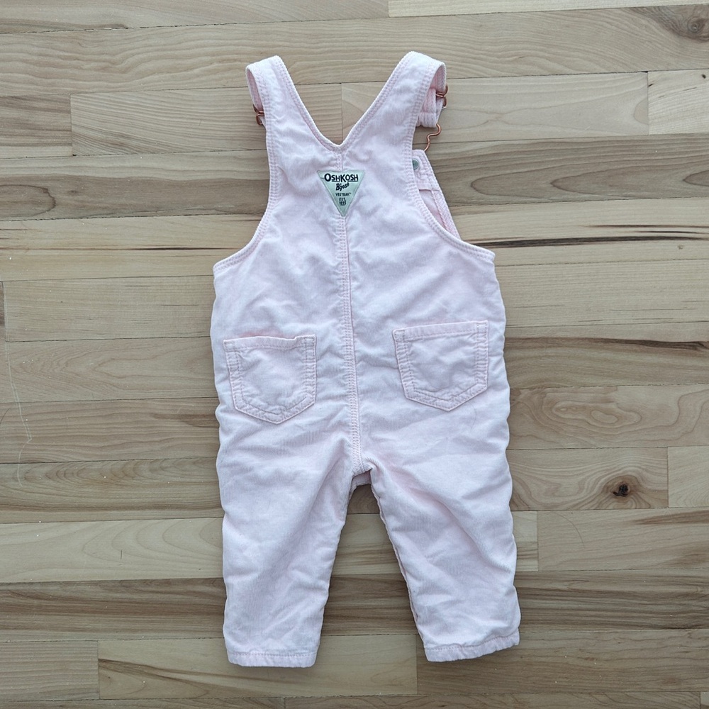 OshKosh Corduroy Overalls Pink Baby 9 Months Rose Gold Hardware - Picture 3 of 4
